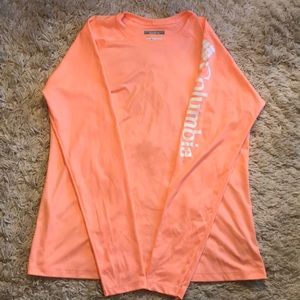 Neon coral Columbia PFG long sleeve shirt